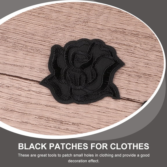 GETAJGHSD 15Pcs Black Rose Iron on Patches for Clothes Repair Decorative Sewing Patch