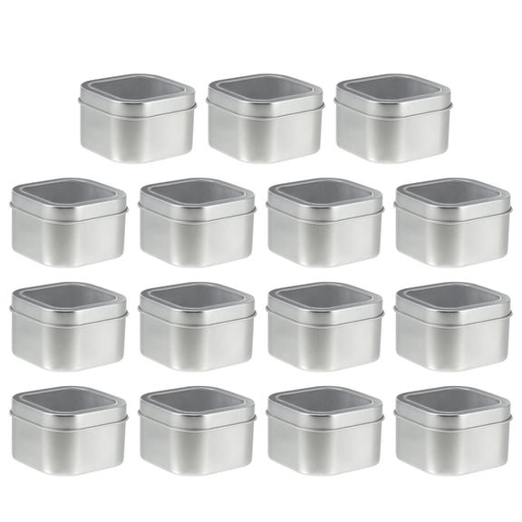 GETAJGHSD 15Pcs Metal Tins with Lids for Craft Making and present Packaging Silver 7.7X7.7X5CM