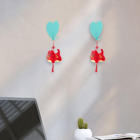 GETAJGHSD 16Pcs Heart Design Adhesive Wall Hooks Light Green Metal Hooks for Kitchen