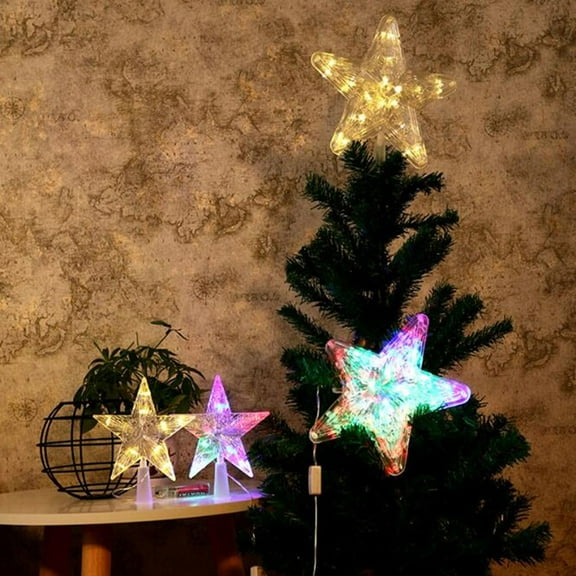 GETAJGHSD 16X16X4in Star Shaped Tree Topper Lights Crystal Star Warm White Plastic Lighting For Christmas Party
