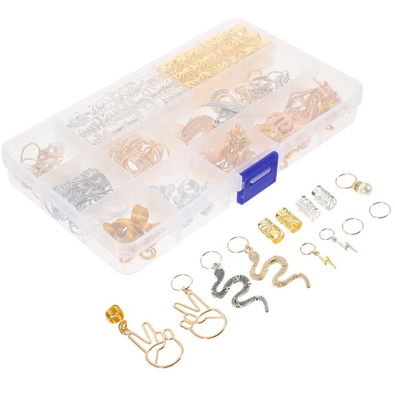 GETAJGHSD 173Pcs Golden Hair Braiding Accessories Set Charming Hair Cuffs for Concerts