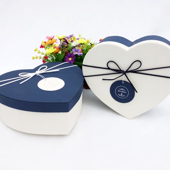 GETAJGHSD 1PC Valentine's Day Heart Shaped Box Blue Hardboard Packaging for Anniversary