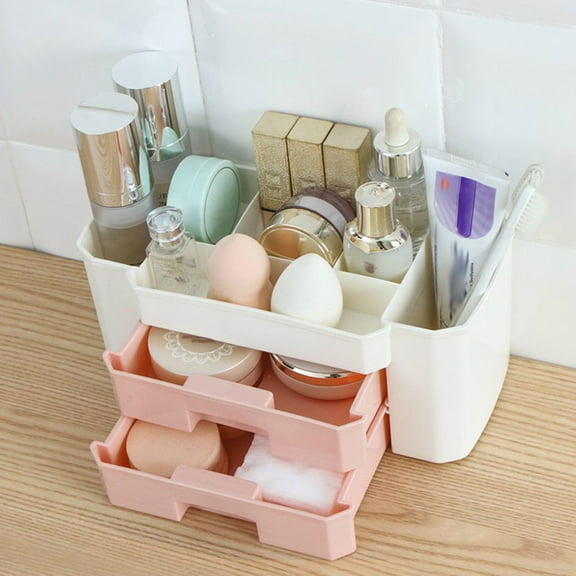 GETAJGHSD 1Pack Drawer Type Pink Cosmetic Case For Makeup Storage Organizer With 9.43x4.32x4.32in PP Material