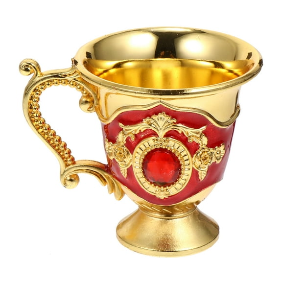 GETAJGHSD 1Pack Fancy Tea Cups Zinc Alloy Red Gold Color Retro European Style Suitable For Home Bar Usage