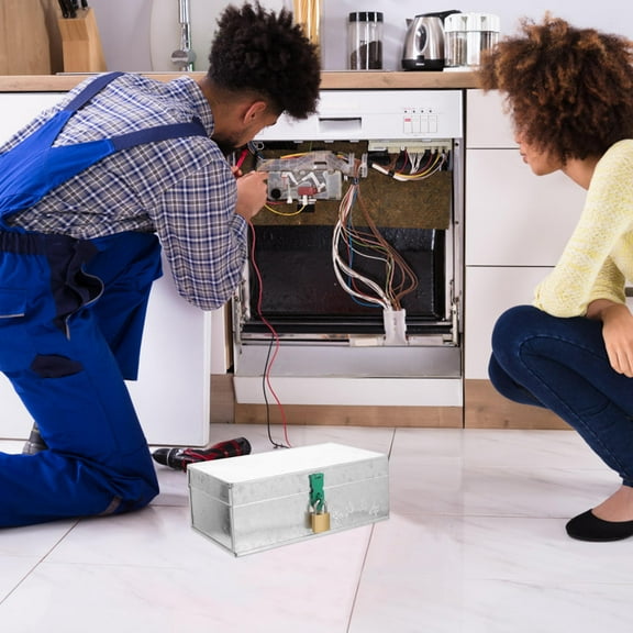 GETAJGHSD 1Pack Small Metal Toolbox Silver Portable Tool Organizer Box For Home Use 9.82X5.50X2.75in