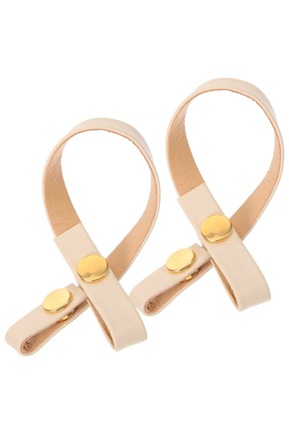 1Pair Snap Button Adjustable Shoe Straps for Heels Beige PU High Heel Ankle Bands