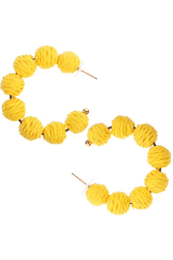 Raffia Hoop Earrings 1 Pair Beach Style Raffia Comfortable to Wear Women Beach Party