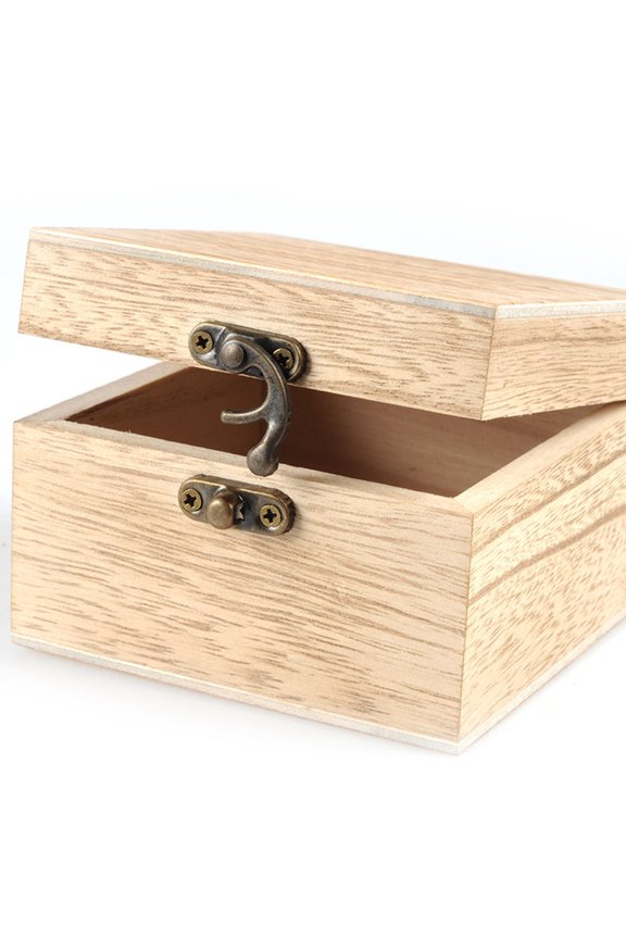 1Pc Elegant Wooden Watch Container Light Brown Paulownia Wood Storage Box for Decoration