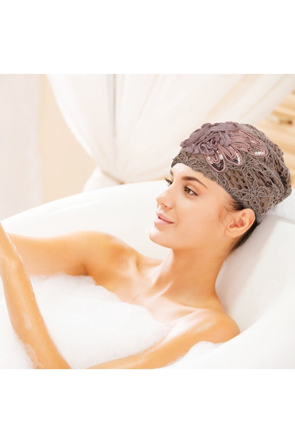 1Pc Hair Protective Cap Khaki Lace Sleep Bonnet Suitable for Home Use