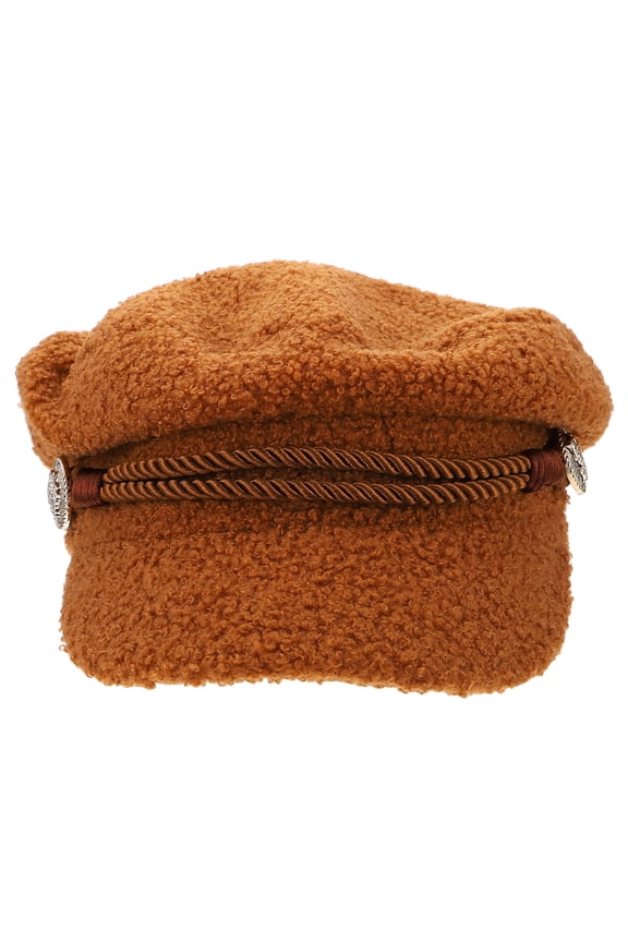 Lambwool Warm Hat Light Brown Octagonal Stylish for Winter 1Pc