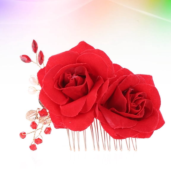 GETAJGHSD 1Pc Red Flower Hair Comb Rose Hairpin Charming Hair Clip for Flamenco and Special Occasions