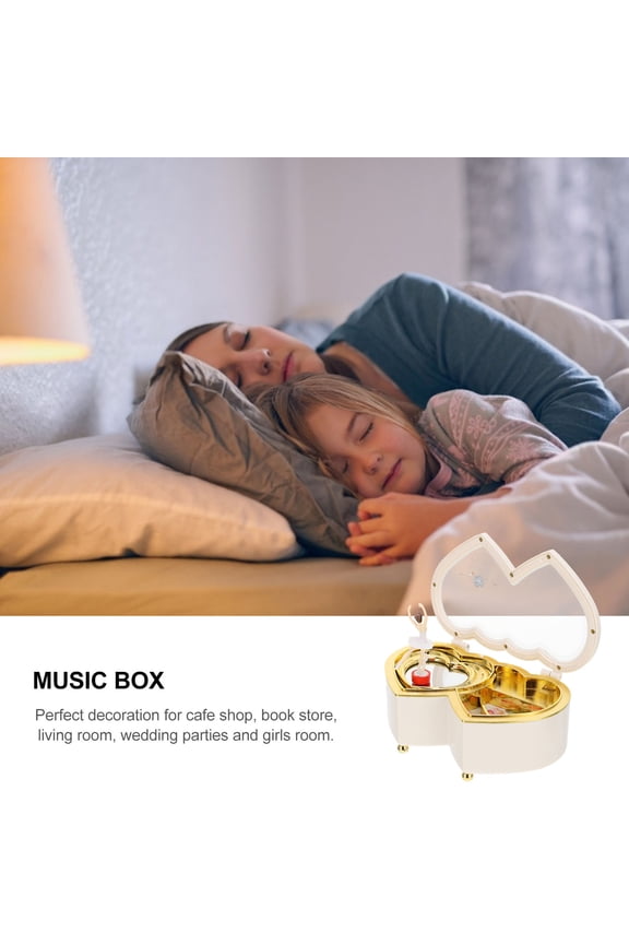 1Pc White Heart Shaped Musical Jewelry Box with Ballerina for Decorative Use