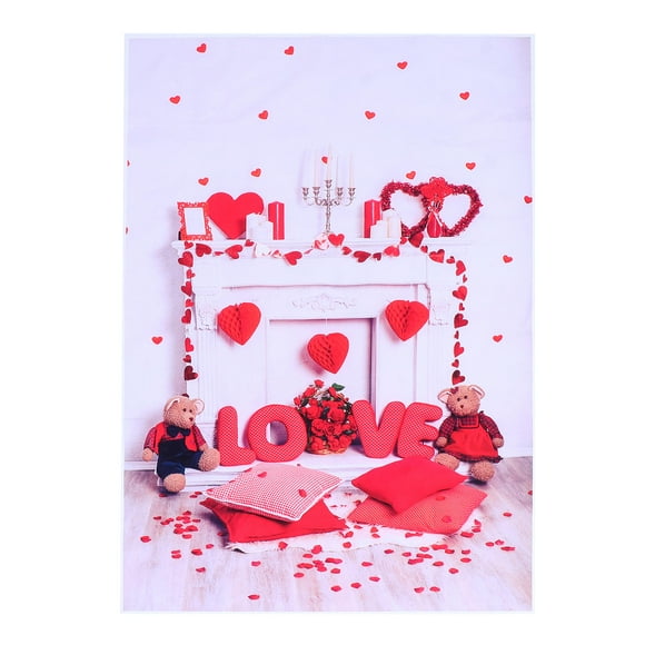 GETAJGHSD 1Pcs Red Vinyl Heart Shape Valentine Backdrop For Photography Background 59x35in