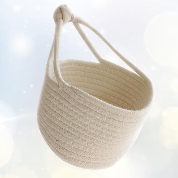 GETAJGHSD White Cotton Rope Storage Bin for Nursery Organizer, 1 Piece Cloth Basket for Kids Room