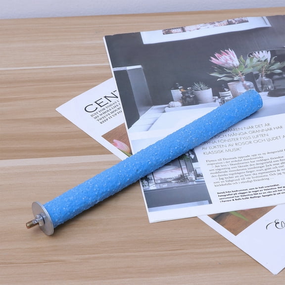 GETAJGHSD 1Set Blue Cylindrical Standing Pole for Parrot Stand Perch Natural Wood and Quartz Sands Coating 9.8in