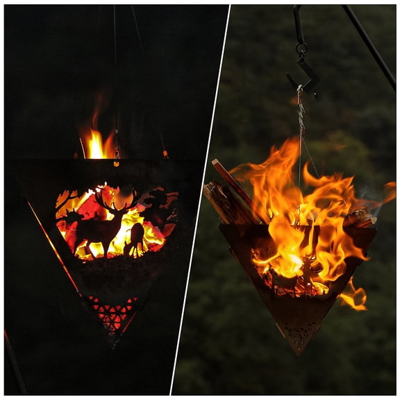 GETAJGHSD 1Set Portable Detachable Stainless Steel Triangle Bbq Stove Hollow Out Design for Camping