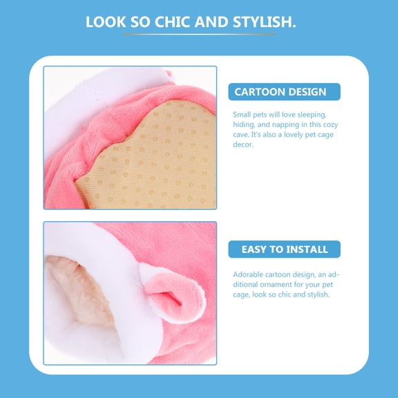 GETAJGHSD Hamster Warm Plush Cave Bed Pink Soft Comfortable Sleeping Hideout for Small Pets