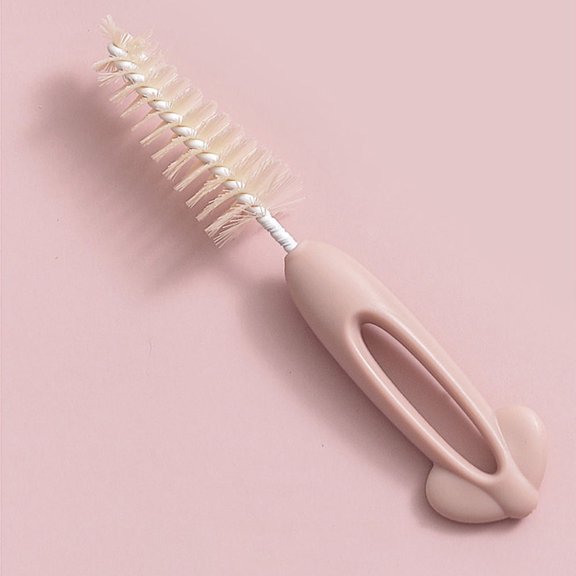 GETAJGHSD 1Set Feeding Bottle Cleaning Brush Pink Soft Silicone No Scratch Long Handle