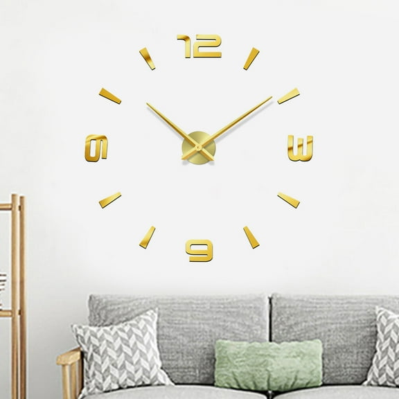 GETAJGHSD 1Set Large Modern Wall Clock Golden Frameless Quartz Movement For Living Room Decor 70x120x0.4in