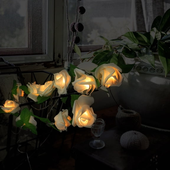 GETAJGHSD 1Set Hanging White Simulation Rose ng Light for Cozy Party Atmosphere