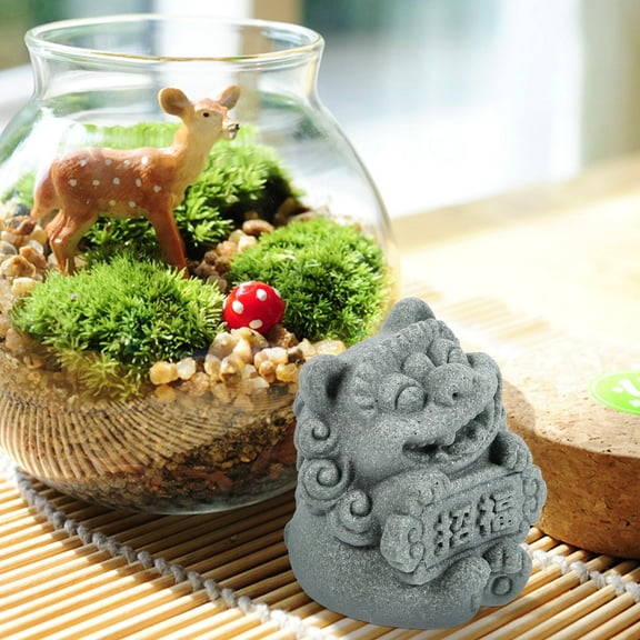 GETAJGHSD 1Set Lion Figurine Store Opening present Friends Grey 6.20X5.80X5.00CM Resin Miniature Statues