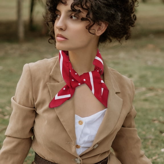 GETAJGHSD Woman Scarf Red Chiffon Lightweight Quick Dry Sweet Dots Clothes Accessory