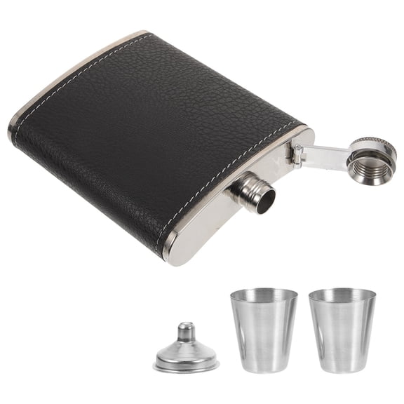 GETAJGHSD 1Set Small Leak Proof Stainless Steel Drinking Flask Black for Camping and Traveling