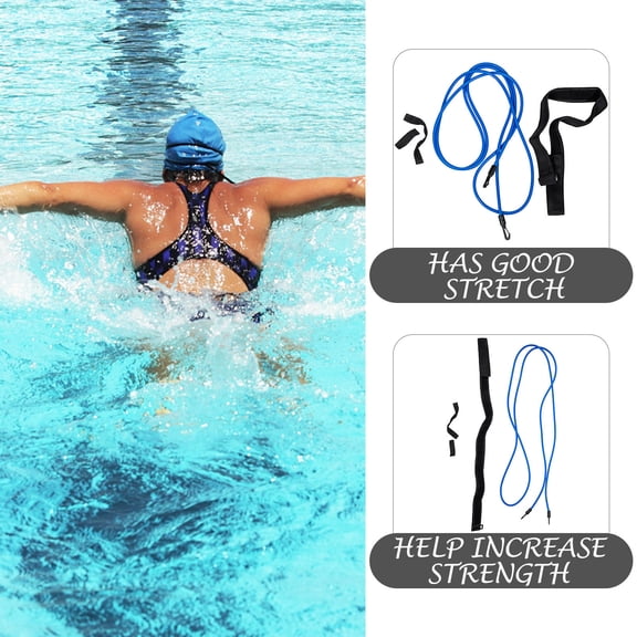 GETAJGHSD 1Set Static Swimming Belt Black Adjustable Swim Trainer with Storage Bag for Pool Use