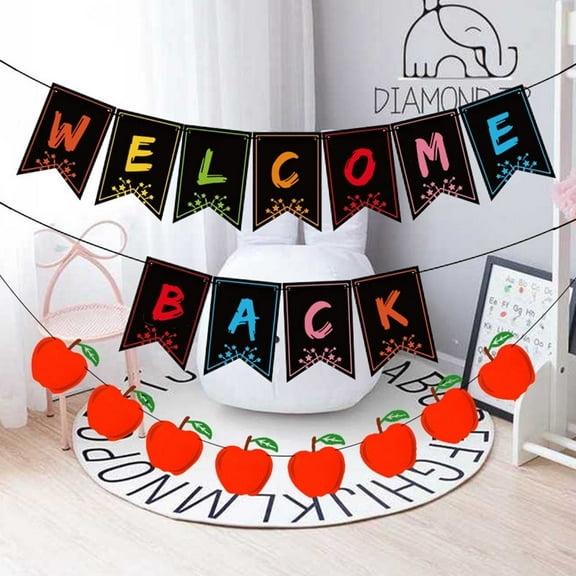 GETAJGHSD 1Set Welcome Back Banner School Red Paper Rectangle Decoration For Back-to-School Ceremony Students 17x5.1in