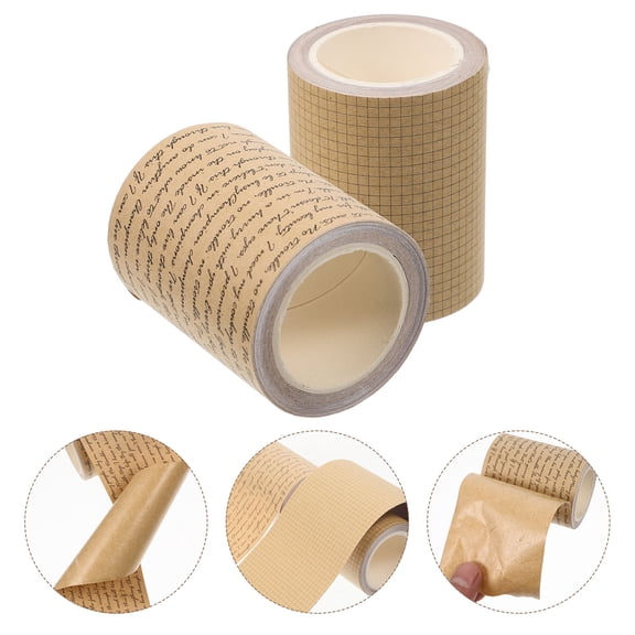GETAJGHSD 2 Rolls Decorative Kraft Tape Rectangular Shape Kraft Paper for Artists Students Diy Projects