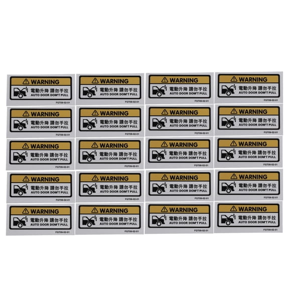 GETAJGHSD 20Pcs Automatic Door Caution Sign Self Adhesive Car Tailgate Warning Sticker