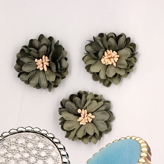 GETAJGHSD 20Pcs Green Cloth Flower Patches Applique for Decorating Clothing Hats Backpacks and Quilts