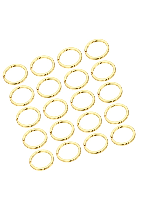 20Pcs Durable Golden Split Key Rings Flat Design for Secure Key Holding