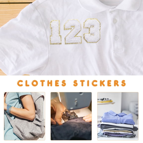 GETAJGHSD 20Pcs White Embroidered Number Patch Appliques for Clothes Bags Hats and Shoes