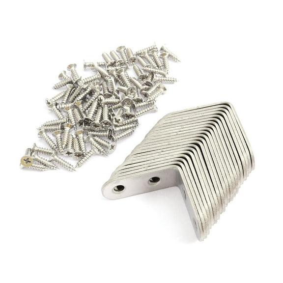 GETAJGHSD L Shape Stainless Steel Angle Brackets 20 Pieces with 80 Screws Hardware Set