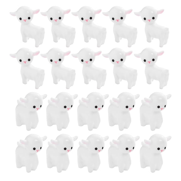GETAJGHSD 20Pcs Small White Resin Sheep Statues for Garden Bonsai Craft and Desktop Decoration