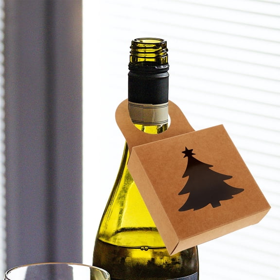 GETAJGHSD 25Pcs Kraft Paper Foldable Wine Bottle Boxes with Window and Hanging Feature Brown