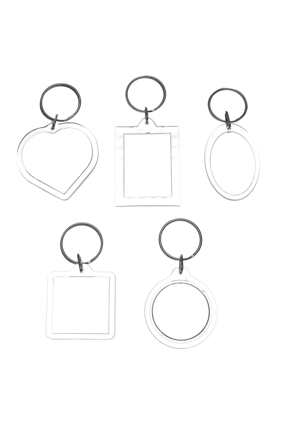 25Pcs Transparent Key Pendant Photo Frame Key Ornament with Insert Picture