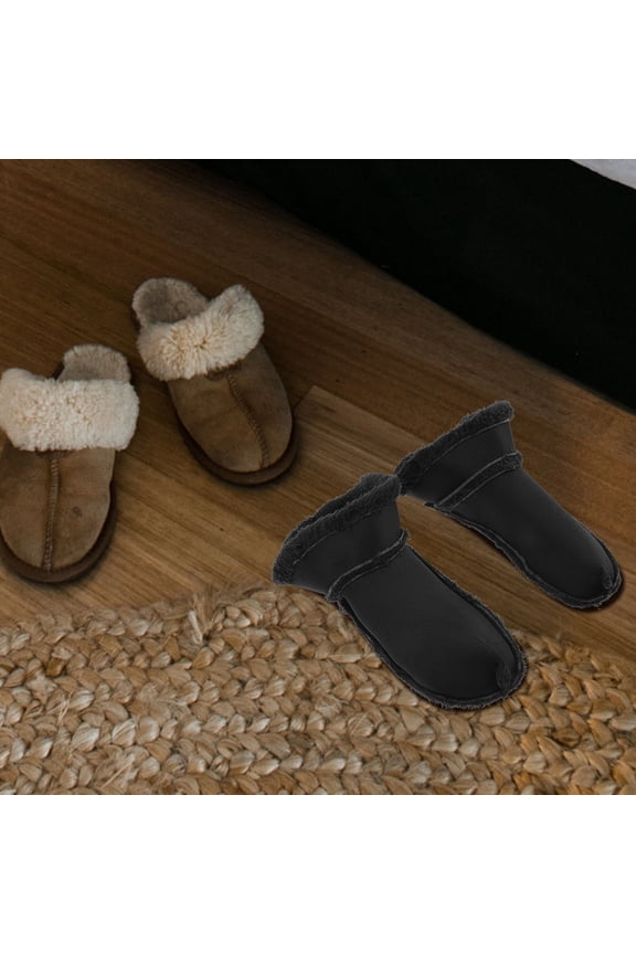 2Pairs Black Plush Shoe Inserts Warm Liners for Winter Clogs Boots and Sneakers