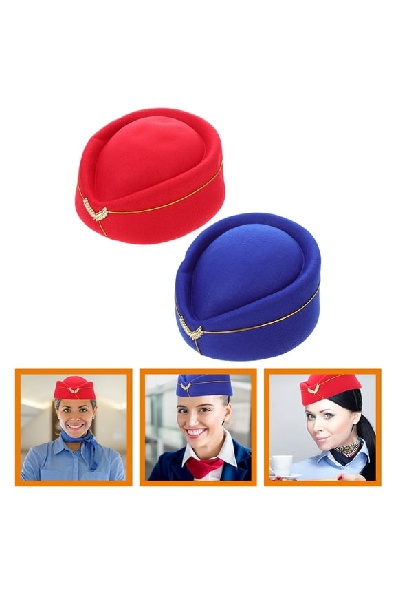 2Pcs Airline Attendant Hat Chic Flight Attendant Cap for Performance and Decor