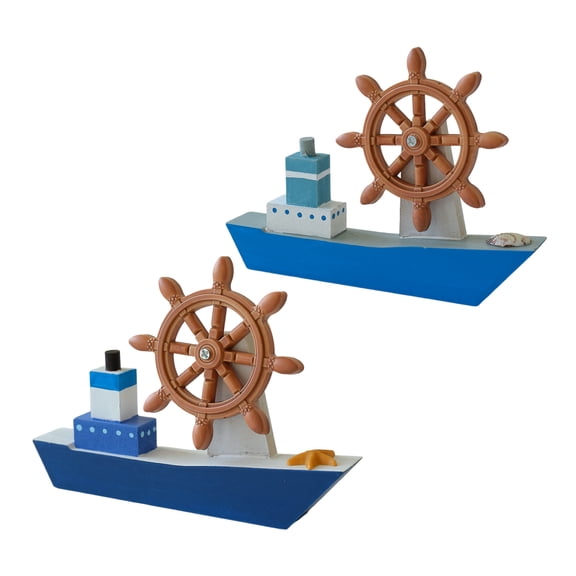 GETAJGHSD 2Pcs Artistic Wooden Sailing Ship Models for Nautical Wedding and Graduation Party Decor