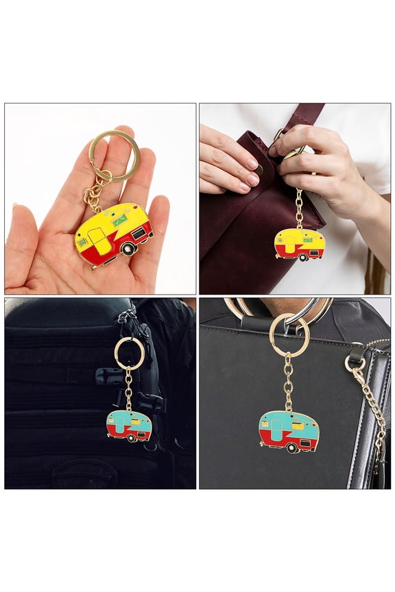 2Pcs Portable Camper Keyring with Fun Shape for Backpack and Purse Charms