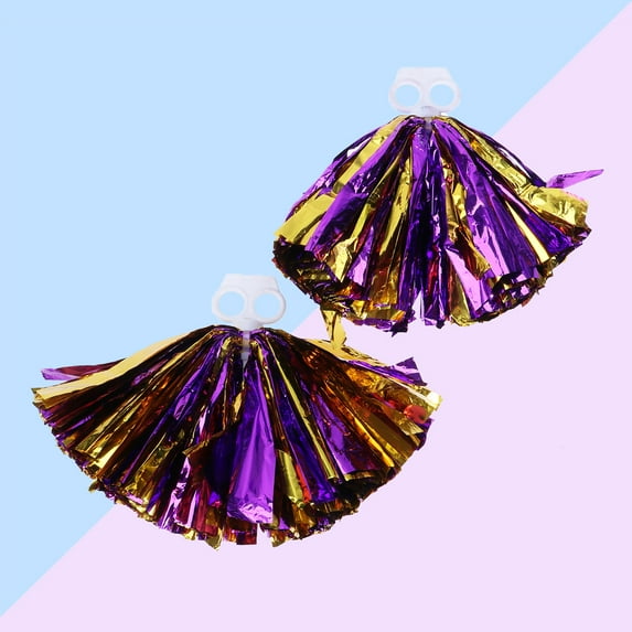 GETAJGHSD 2Pcs Cheerleading Poms Purple Gold 30cm Plastic for Cheerleading Kit Cheerleader Pompoms