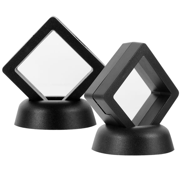 GETAJGHSD 2Pcs Coins Display Holder Black Pe Material Clear Floating Suspension Frame for Collectible Coins