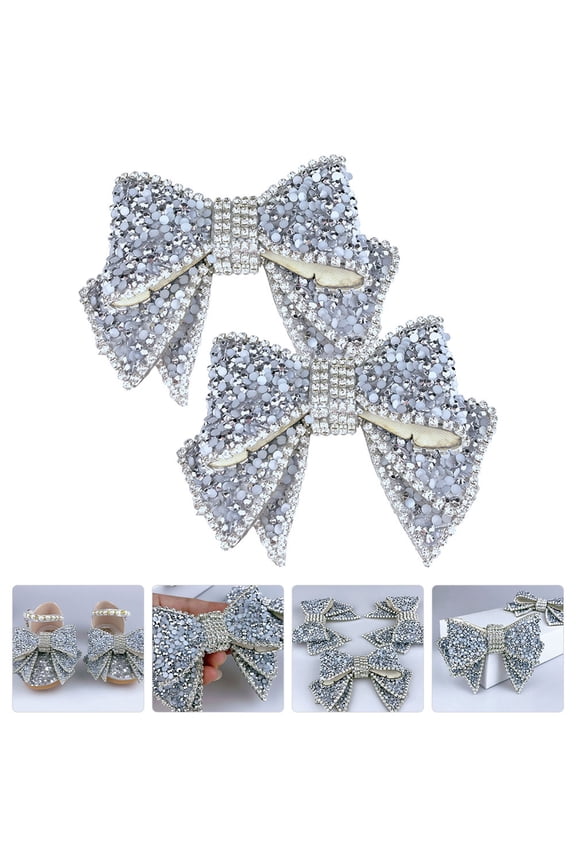 2Pcs Crystal Shoe Charm Jewelry Bowknot Style for Dress Shoes and Accessories