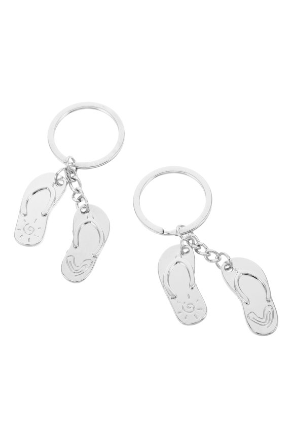 2-Pack Cute Slipper Keychain Beach Style Key for Backpack Purse, Zinc Alloy Material