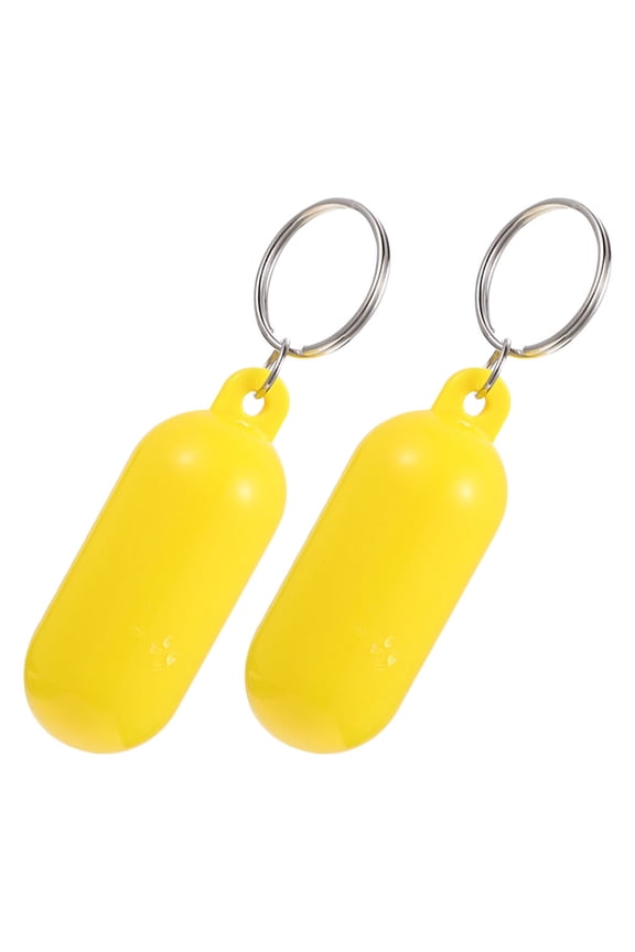 2Pcs Durable Yellow Floating Key Rings for Boating Fishing Surfing with Zinc Alloy Material