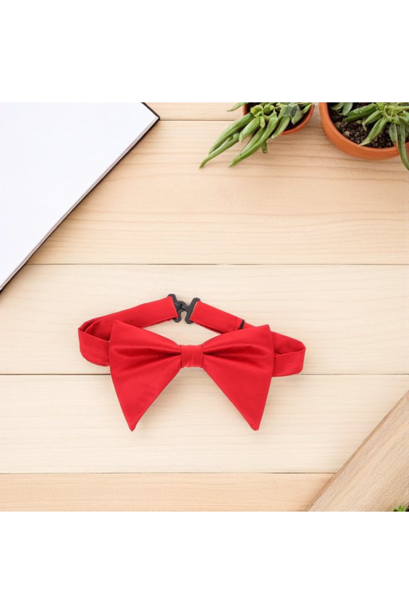 2Pcs Elegant Red Satin Mens Pre-Tied Bow Ties Adjustable for Weddings and Formal Parties