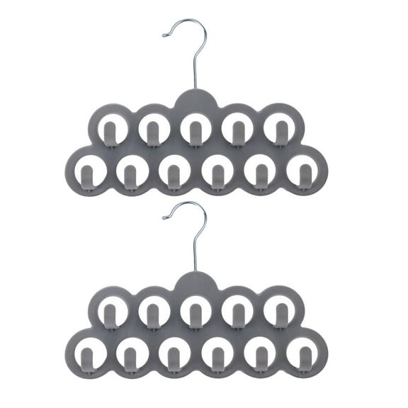 GETAJGHSD 2Pcs Grey Scarf Hangers with Antislip Flocked Material for Ties Belts and Scarves Closet Organizer