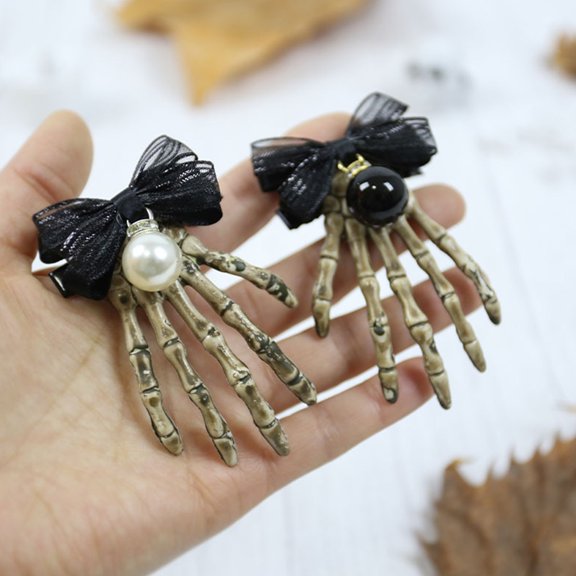 GETAJGHSD 2Pcs Hairpins Hand Bone Shape for Women Black